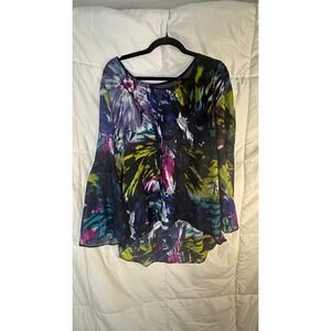 Cato Women's Size L Abstract Print Long Sleeve Blouse Top
